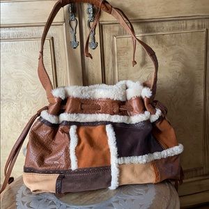 Lucky Brand Leather Sherpa hobo bag never used